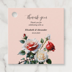 Étiquettes Cadeau Joli rose blanc rose rose rose mariage floral