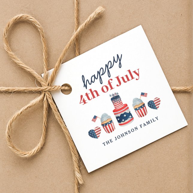 Étiquettes Cadeau Jolie 4 juillet Rouge Blanc Et Bleu (Cute Red White And Blue 4th Of July Party Favor Tags)