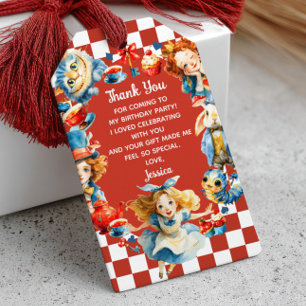 Étiquettes-cadeau Jolie Alice au pays des RÊVES 1er Anniversaire Me