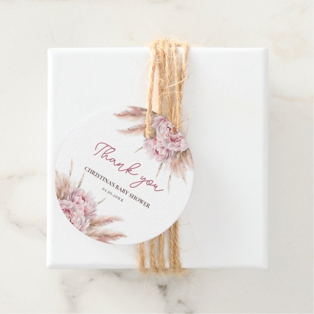 Étiquettes Cadeau Jolie aquarelle Floral rose Baby shower Accueil (En situation)