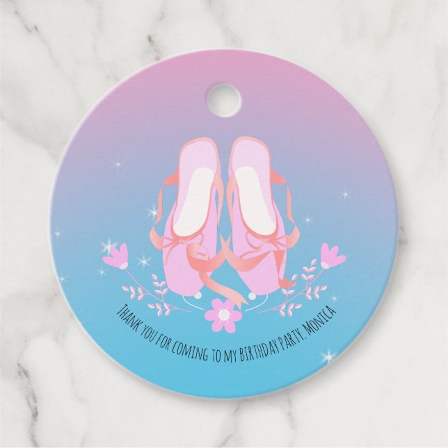 Étiquettes Cadeau Jolie Ballerina fille fête d'anniversaire (Devant)