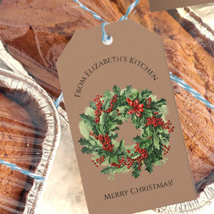 Étiquettes-cadeau Jolie couronne de Noël Alimentation Cadeau Nom per