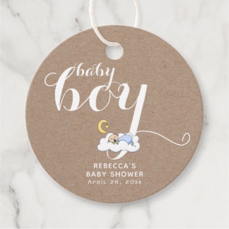 Étiquettes Cadeau Jolie dame garçon dort typographie baby shower rus