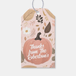 Étiquettes-cadeau Jolie Earty Citrouille Foliage Thanksgiving Party