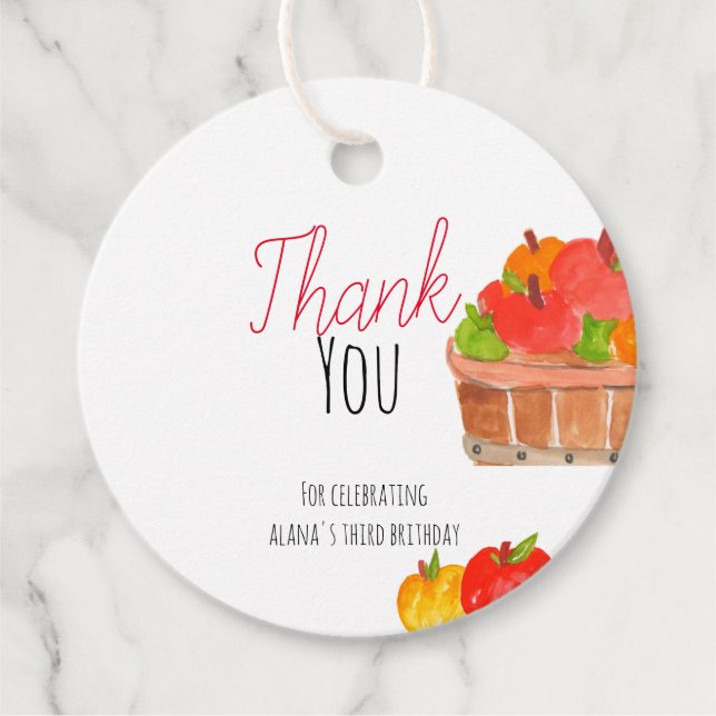 Étiquettes Cadeau Jolie fête d'anniversaire enfant de pomme faveur t (Devant)