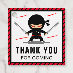 Étiquettes Cadeau Jolie fête d'anniversaire pour enfants Ninja Warri