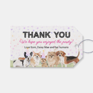 Étiquettes-cadeau Jolie fête d'anniversaire rose pour chien personna