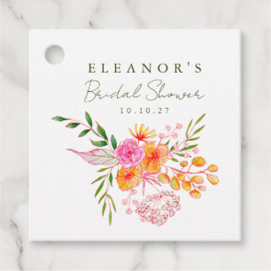 Étiquettes Cadeau Jolie Fête de Mariage Aquarelle Florale Rose Orang