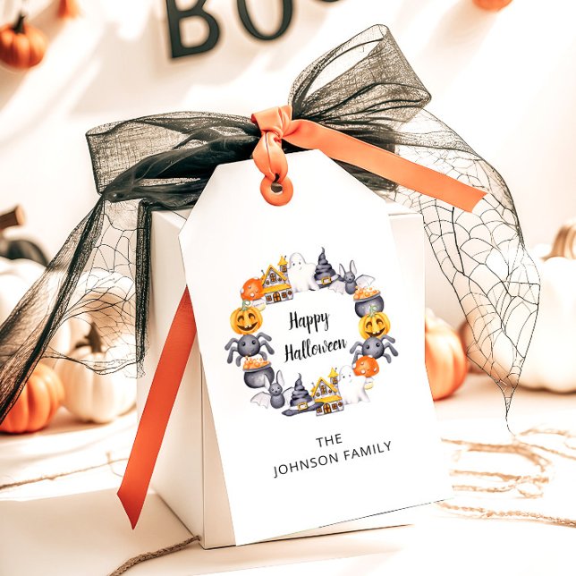 Étiquettes-cadeau Jolie fête d'Halloween (Cute Happy Halloween Illustration Party Gift Tags)