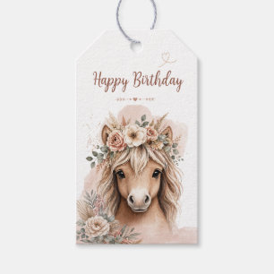 Étiquettes-cadeau Jolie Fille Boho Cheval Premier Anniversaire