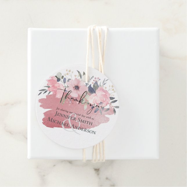 Étiquettes Cadeau Jolie fille Rosegold Floral Glam Mariage (En situation)