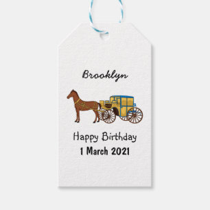Étiquettes-cadeau Jolie illustration de cheval et de calèche royale