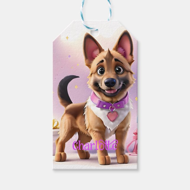 Étiquettes-cadeau Jolie journée spéciale berger allemand Puppy's et  (Devant)