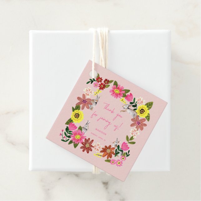Étiquettes Cadeau Jolie Lapin Lapin Fille Baby shower Invitation (En situation)