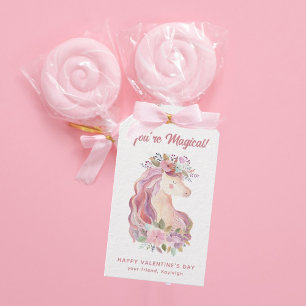 Étiquettes-cadeau Jolie licorne fleur sauvage aquarelle Saint-Valent