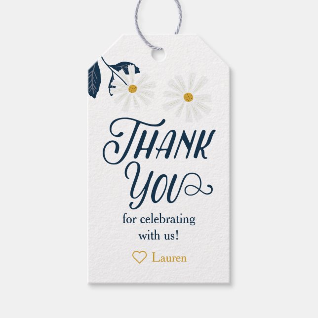 Étiquettes-cadeau Jolie marguerite scandinave merci (Devant)