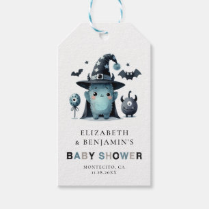 Étiquettes-cadeau Jolie Monstre Automne Halloween Bleu Baby Shower M