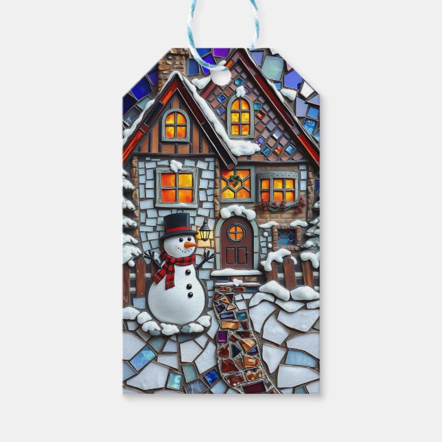 Étiquettes-cadeau Jolie mosaïque Carrelage et verre tendu Noël (Devant)