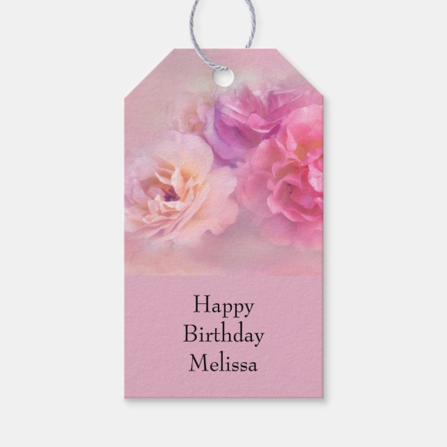 Étiquettes-cadeau Jolie oeillette rose belle photo élégant Anniversa (Devant)