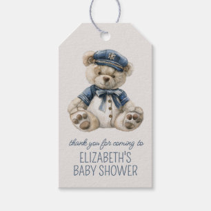 Étiquettes-cadeau Jolie ours bébé bleu marin Baby Shower