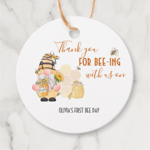 Étiquettes Cadeau Jolie peigne d'abeilles jaunes fleurs