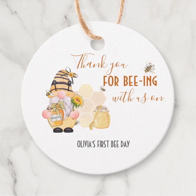 Étiquettes Cadeau Jolie peigne d'abeilles jaunes fleurs (Devant)