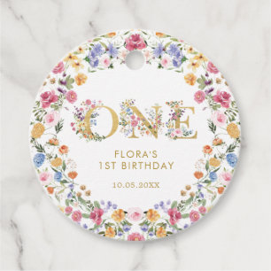 Étiquettes Cadeau Jolie petite fille Fleur sauvage 1ère fête d'anniv