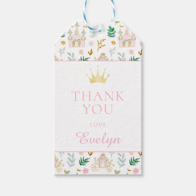 Étiquettes-cadeau Jolie petite princesse fille d'anniversaire merci (Devant)