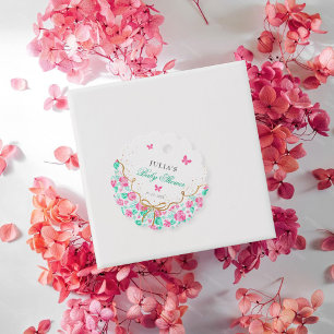 Étiquettes Cadeau Jolie rose rose florale ruban doré Baby shower