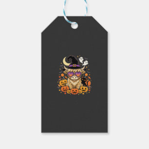 Étiquettes-cadeau Jolie sorcière de vache des Highlands Halloween Ci