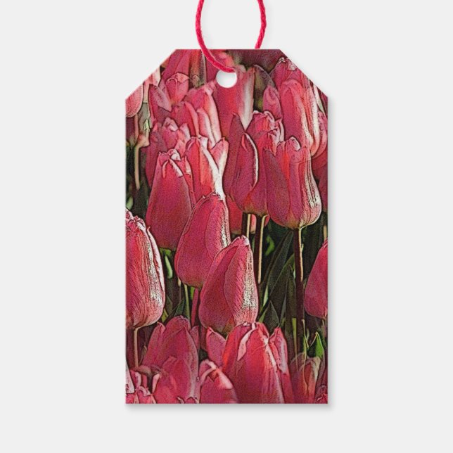 Étiquettes-cadeau Jolie tulipe rose (Devant)