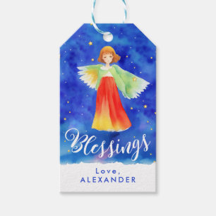 Étiquettes-cadeau Jolies Bénédictions Colorées Ange Noël Aquarelle