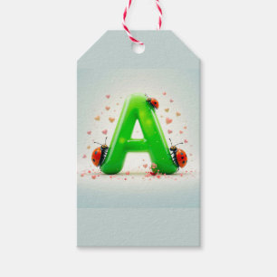 Étiquettes-cadeau Jolies coccinelles sur la lettre verte de l'alphab