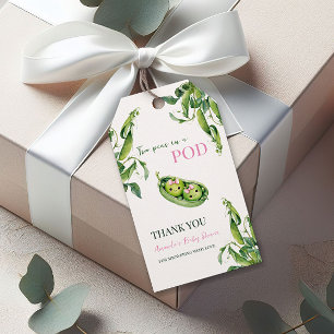 Étiquettes-cadeau Jolies Deux Petits Pois dans une Fille Rose Fête d