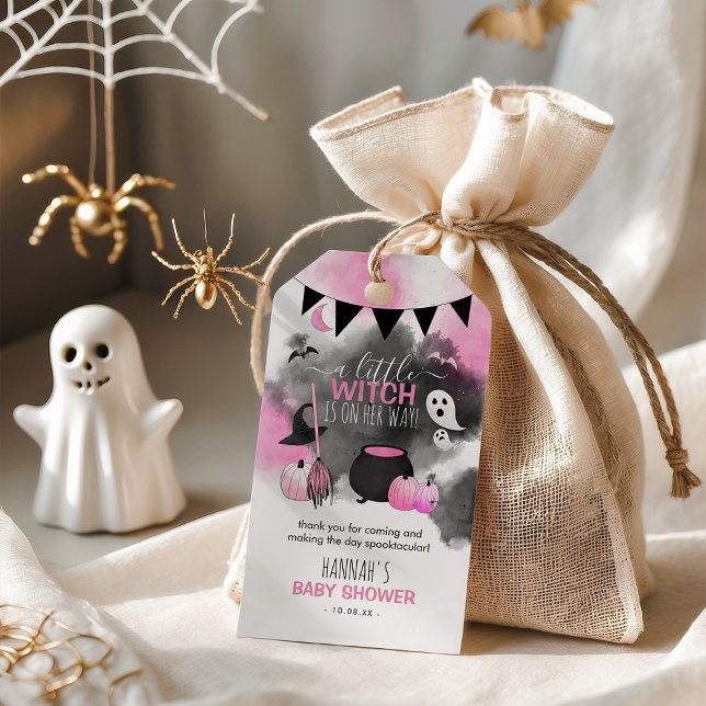 Étiquettes-cadeau Jolies filles d'Halloween Merci Baby shower rose (Créateur téléchargé)