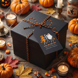 Étiquettes-cadeau Jolies Filles d'Halloween Squelette Fantôme Citrou