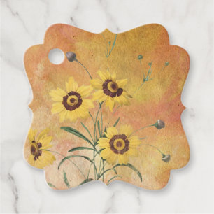 Étiquettes Cadeau Jolies Fleurs Jaunes Vintage