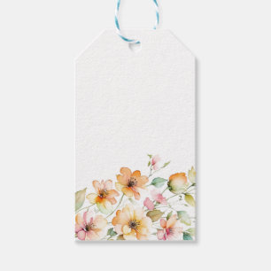 Étiquettes-cadeau Jolies Fleurs Sauvages Aquarelle Orange Rose Bohèm