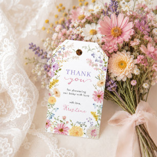 Étiquettes-cadeau Jolies Fleurs Sauvages Bébé en Fleur Baby Shower