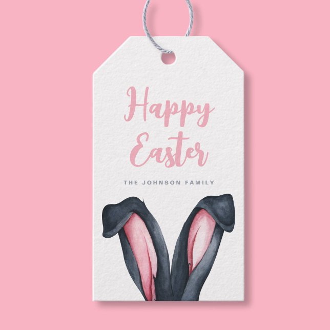Étiquettes-cadeau Jolies Oreilles de Lapin Joyeuses Pâques  (Cute Bunny Ears Happy Easter Gift Tags)