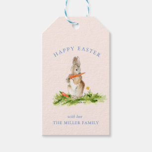 Étiquettes-cadeau Jolis autocollants de Pâques lapin aquarelle rose