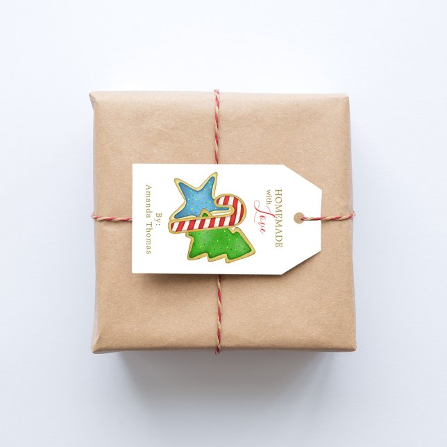 Étiquettes-cadeau Jolis biscuits de Noël faits maison avec amour (double-sided printing. Dimensions are 3.5" in length x 2" in wide)