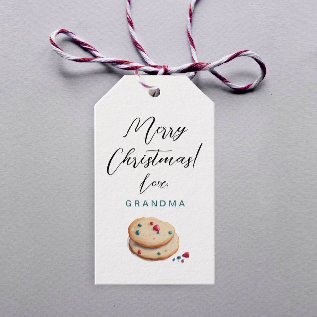 Étiquettes-cadeau Jolis biscuits de Noël rétro à l'aquarelle (Créateur téléchargé)