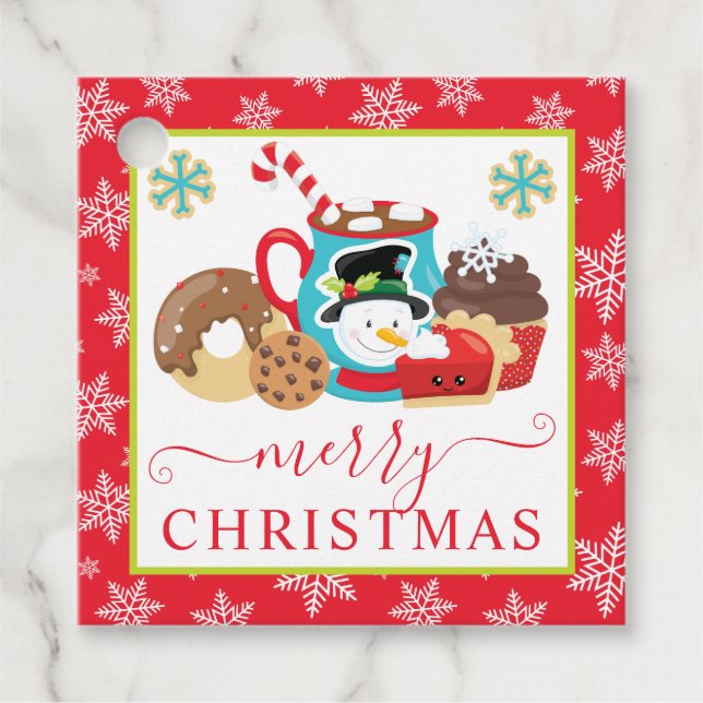 Étiquettes Cadeau Jolis biscuits d'hiver et chocolat de Noël (Devant)