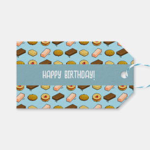 Étiquettes-cadeau Jolis biscuits Joyeux Anniversaire ! Motif de pixe