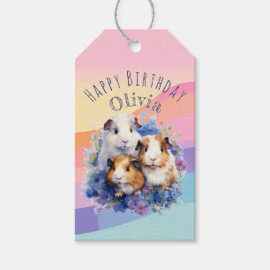 Étiquettes-cadeau Jolis cochons d'Inde aquarelle Anniversaire person