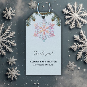 Étiquettes-cadeau Jolis flocons de neige modernes d'hiver Fille Baby