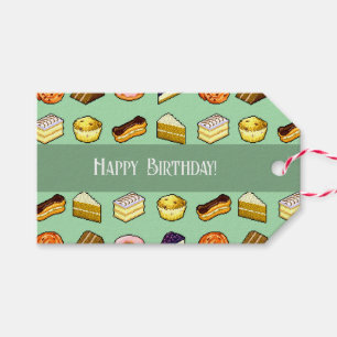 Étiquettes-cadeau Jolis gâteaux Joyeux Anniversaire ! Motif de gâtea
