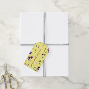 Étiquettes-cadeau Jolis Pensées à l'aquarelle sur fond jaune 