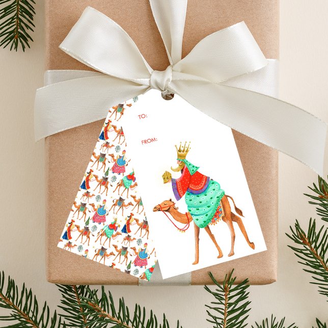 Étiquettes-cadeau Jolis Rois Mages Noël (Cute Three Wise Men Kings Christmas Gift Tags)